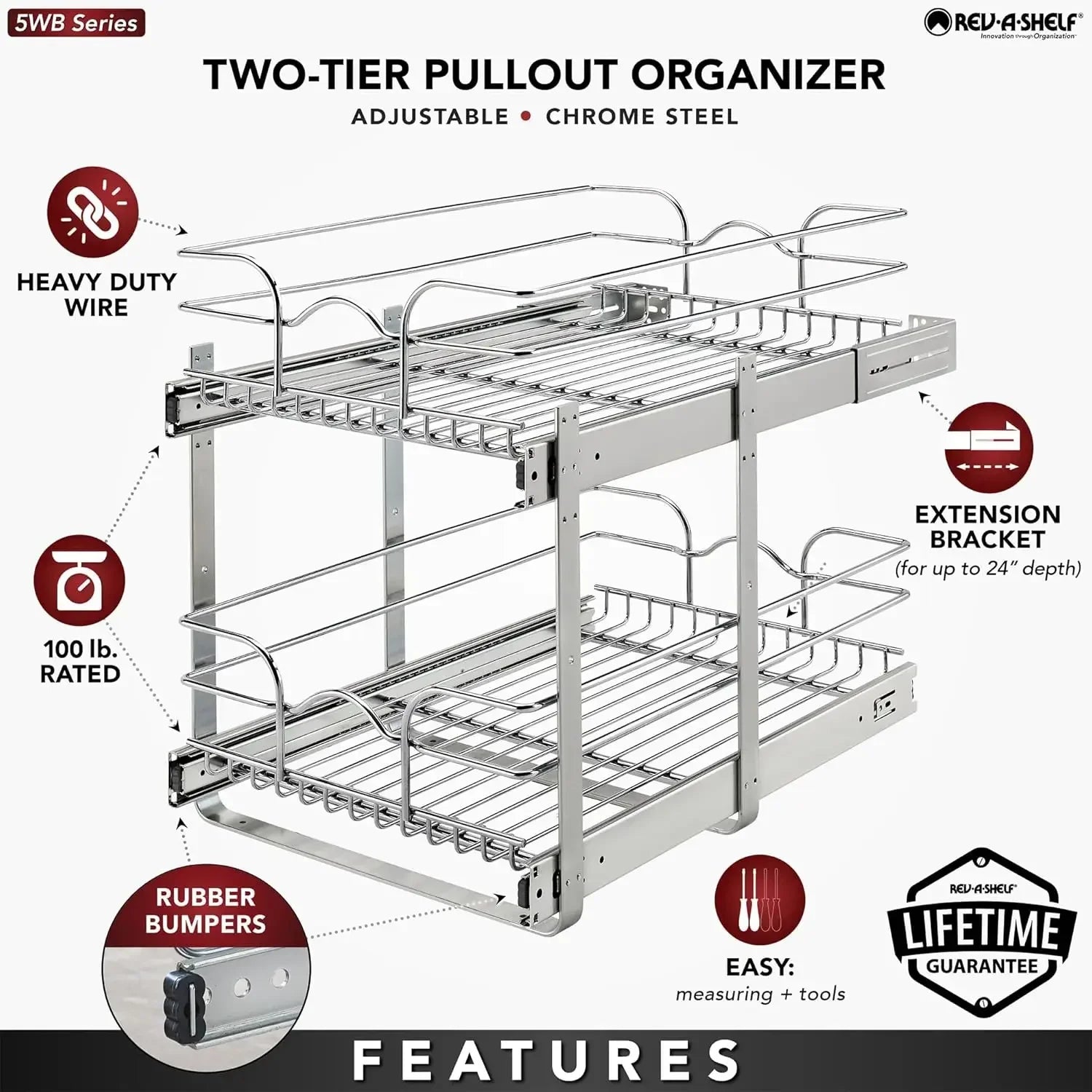 2-Tier Cabinet Pullout Organizer 15 x 22"
