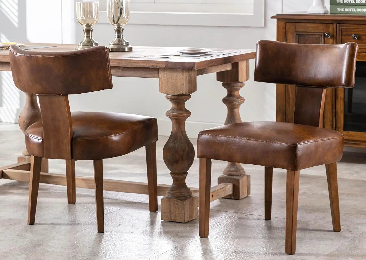 Upholstered PU Leather w/Wood Leg