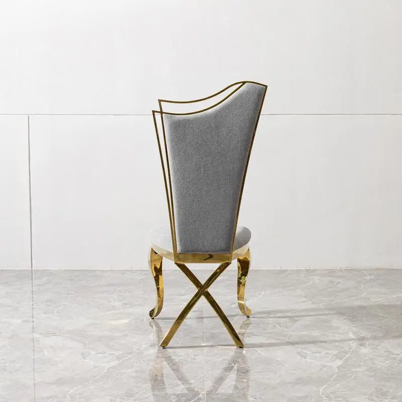 2 High Back Grey Fabric Stainless Steel