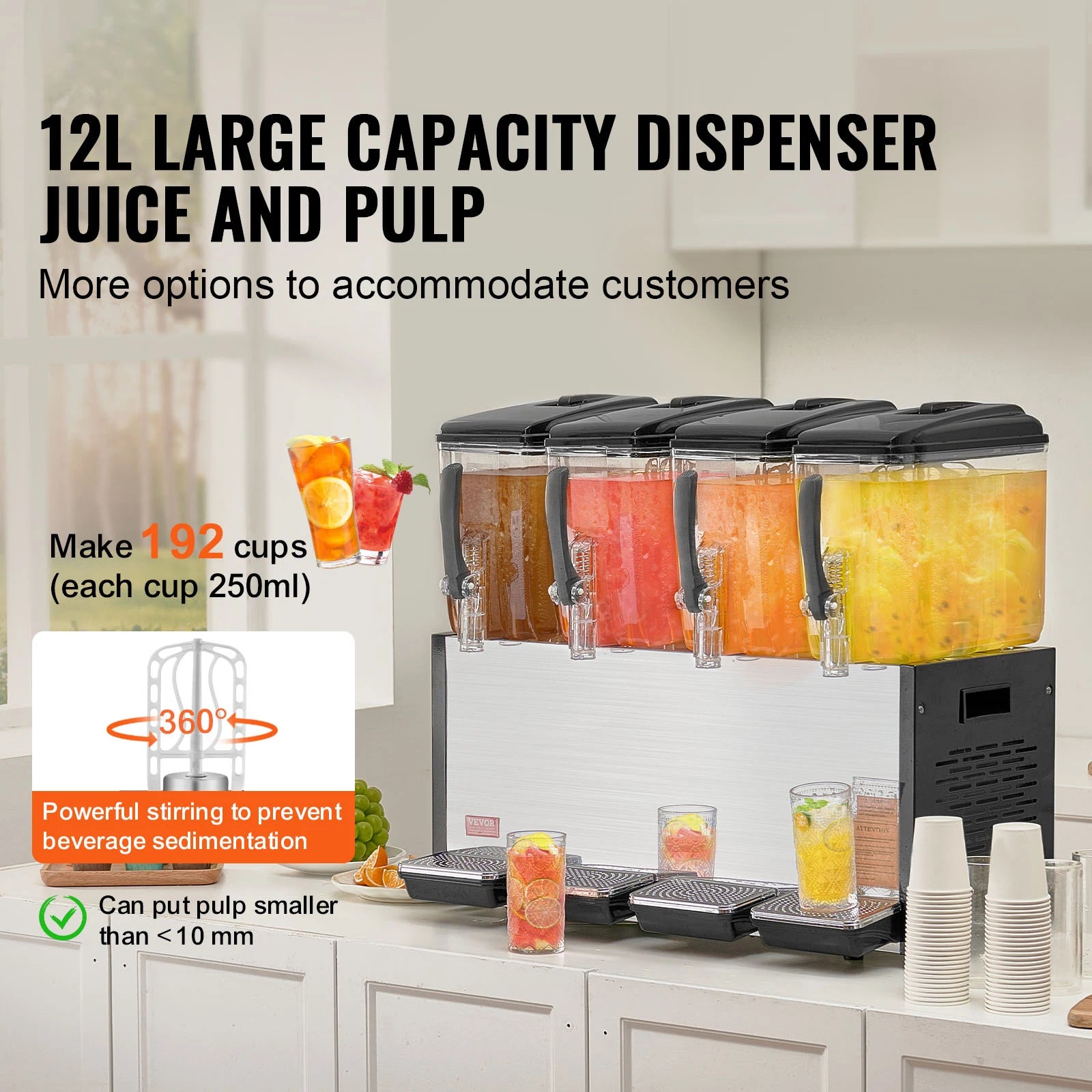 Commercial Beverage Dispenser 4 Tanks 10L/12L Per Tank