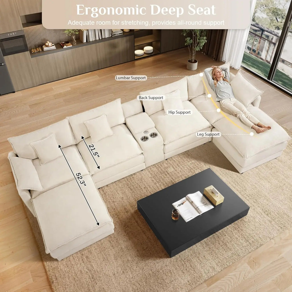 145" U Shaped Cloud Couch Sectional