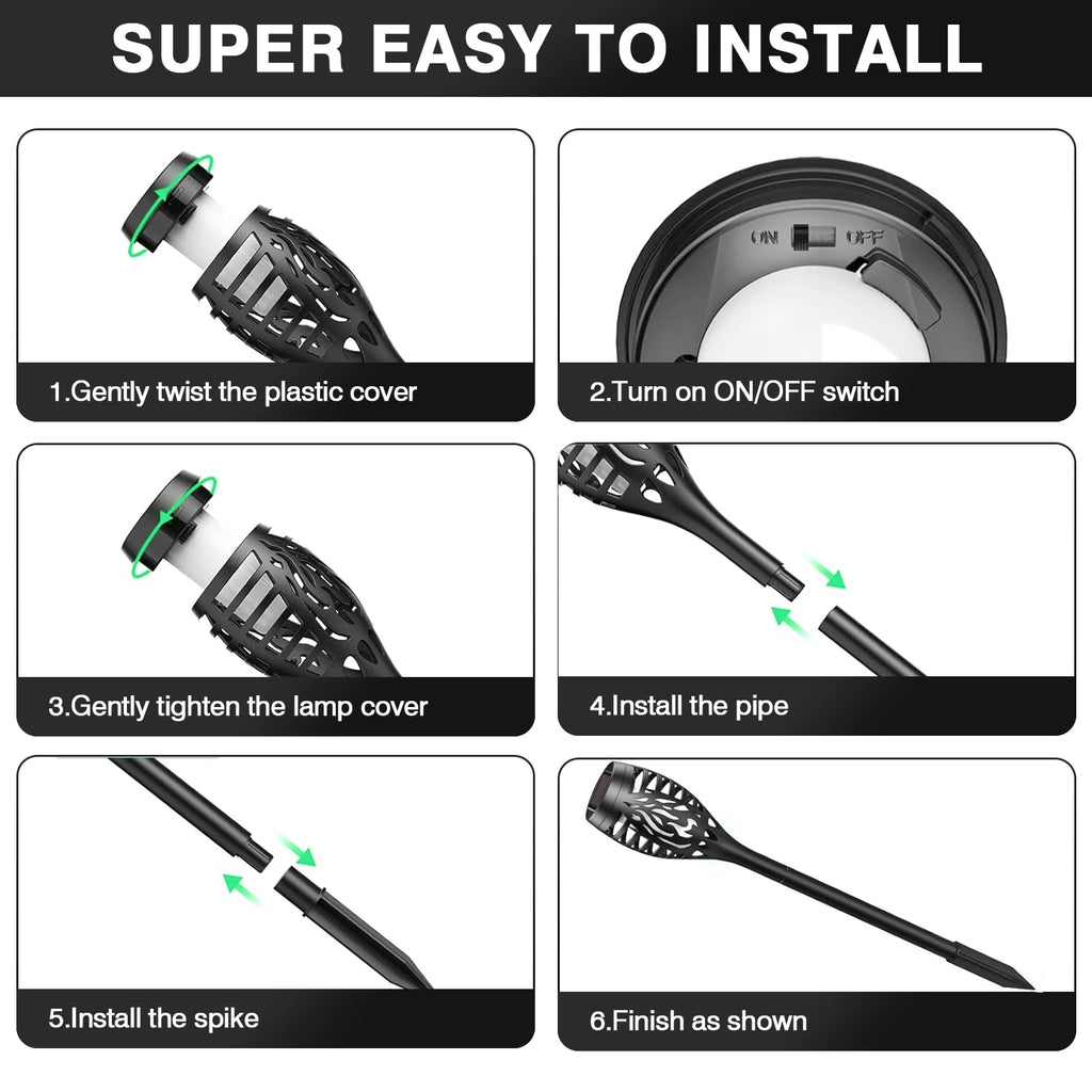 4/6/8/12 Solar Flame LED Torch Light