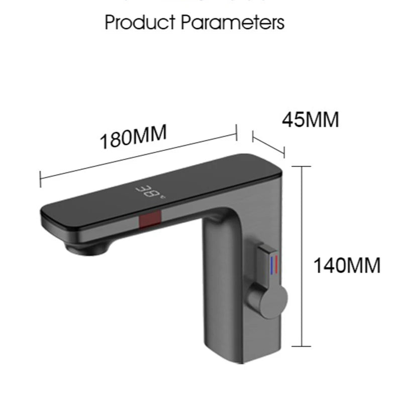 Gun Grey Smart Sensor Basin Digital Display