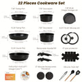 22pcs Pots & Pans Set, Non-stick Ceramic Cookware