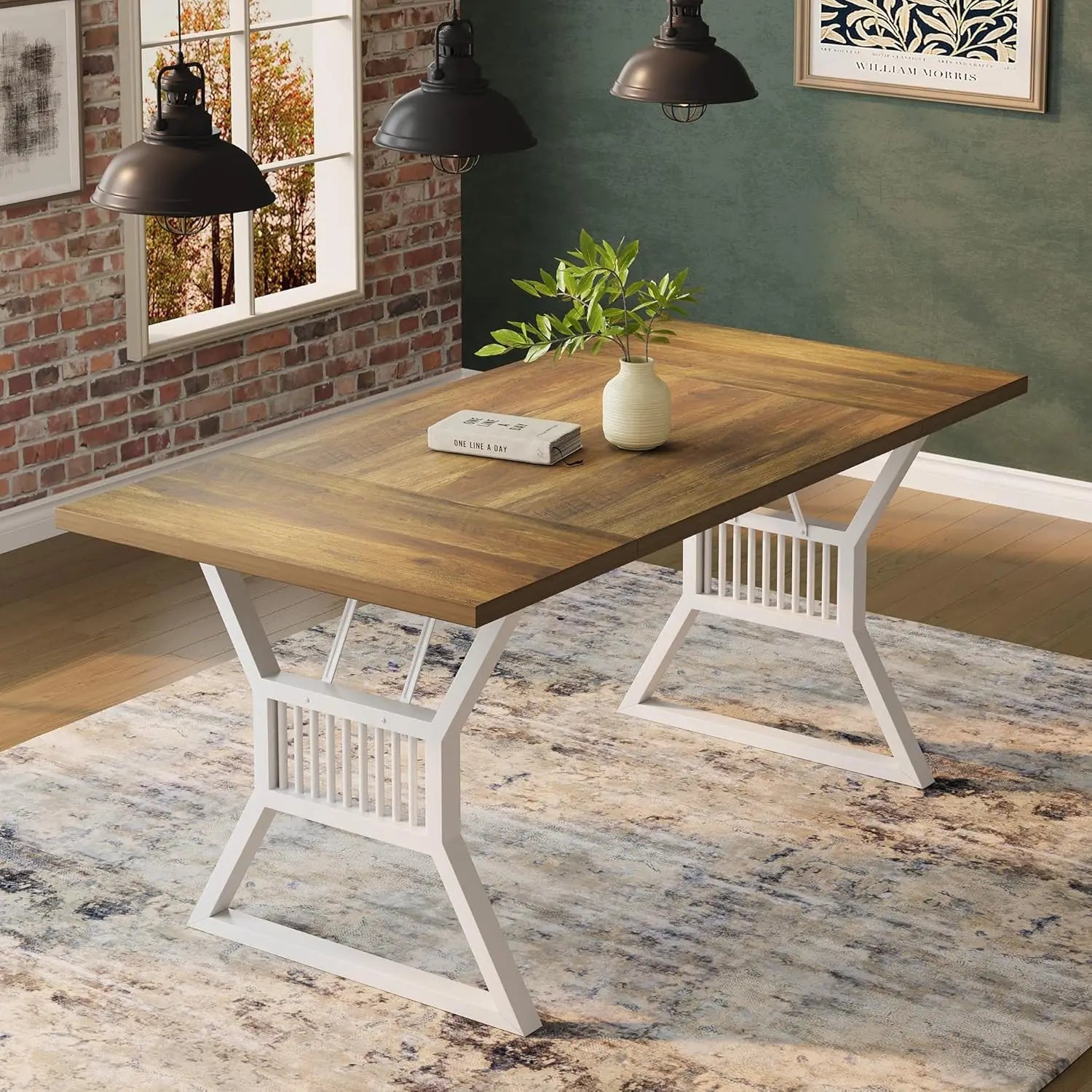 70.8" Large for 6-8 Industrial Wooden/Metal