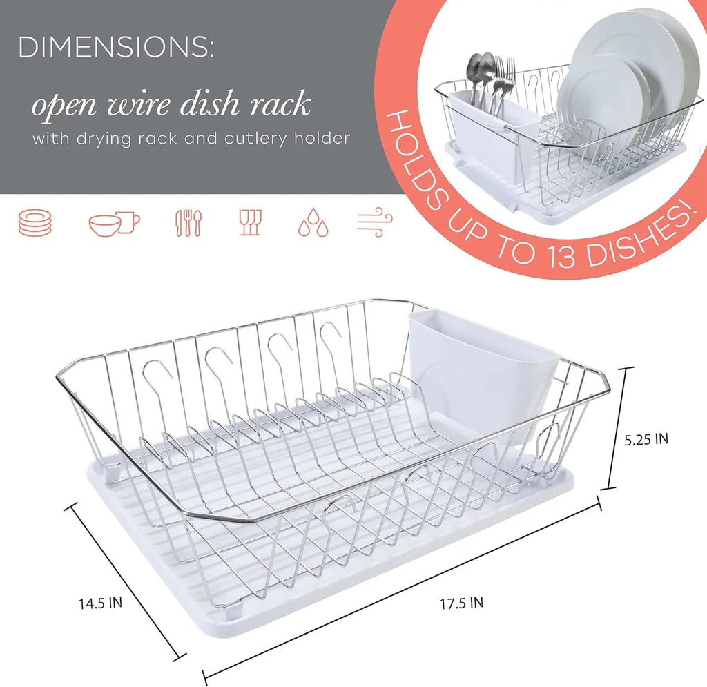 3 Piece Dish Rack with Drainboard,