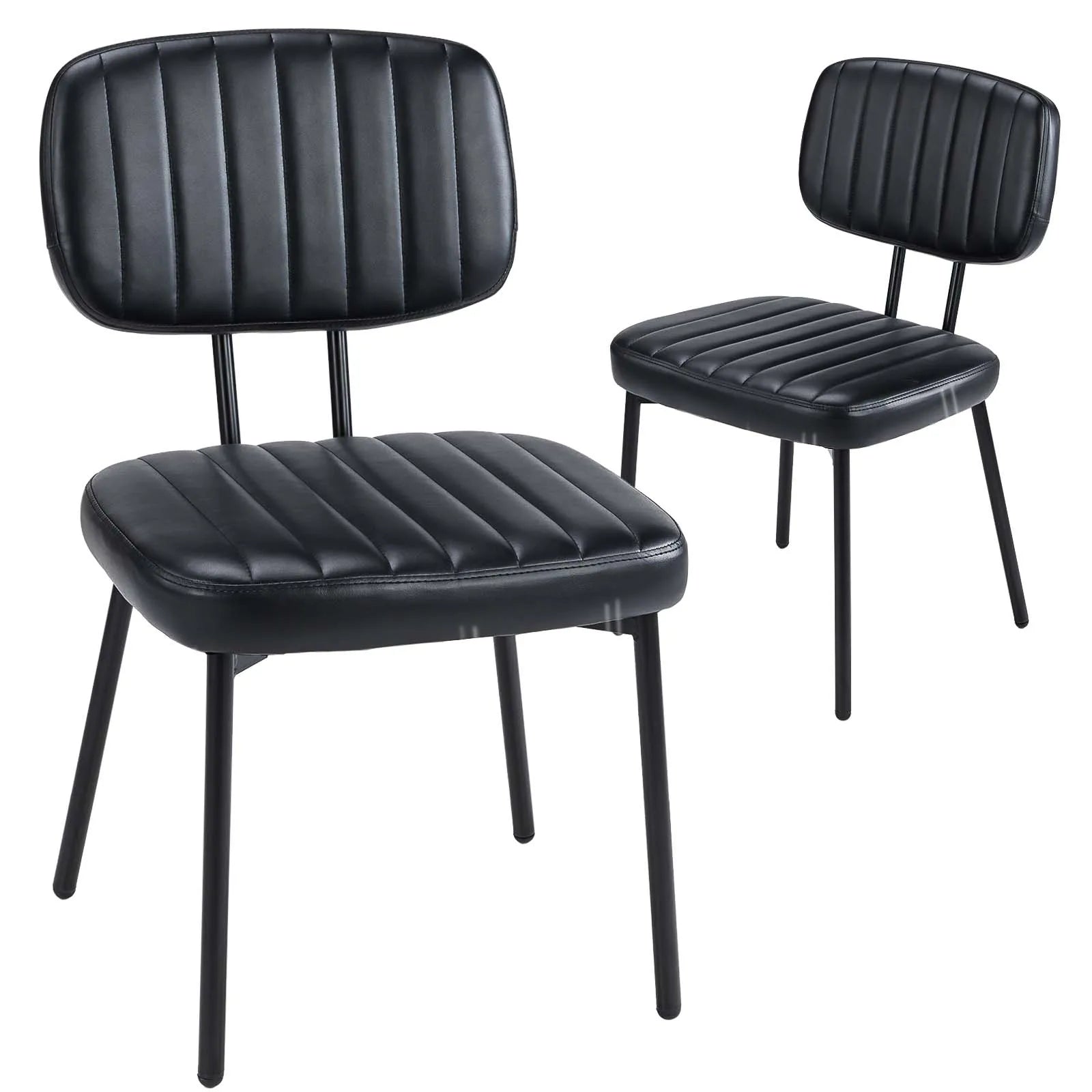 2 Faux Leather Modern Ergonomic Lumbar Support
