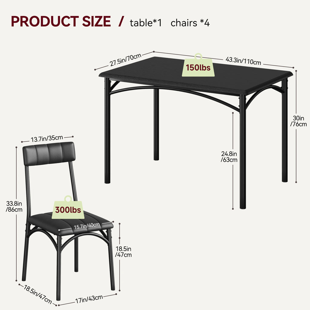 5-Piece Modern Table/Chairs 4 Upholstered