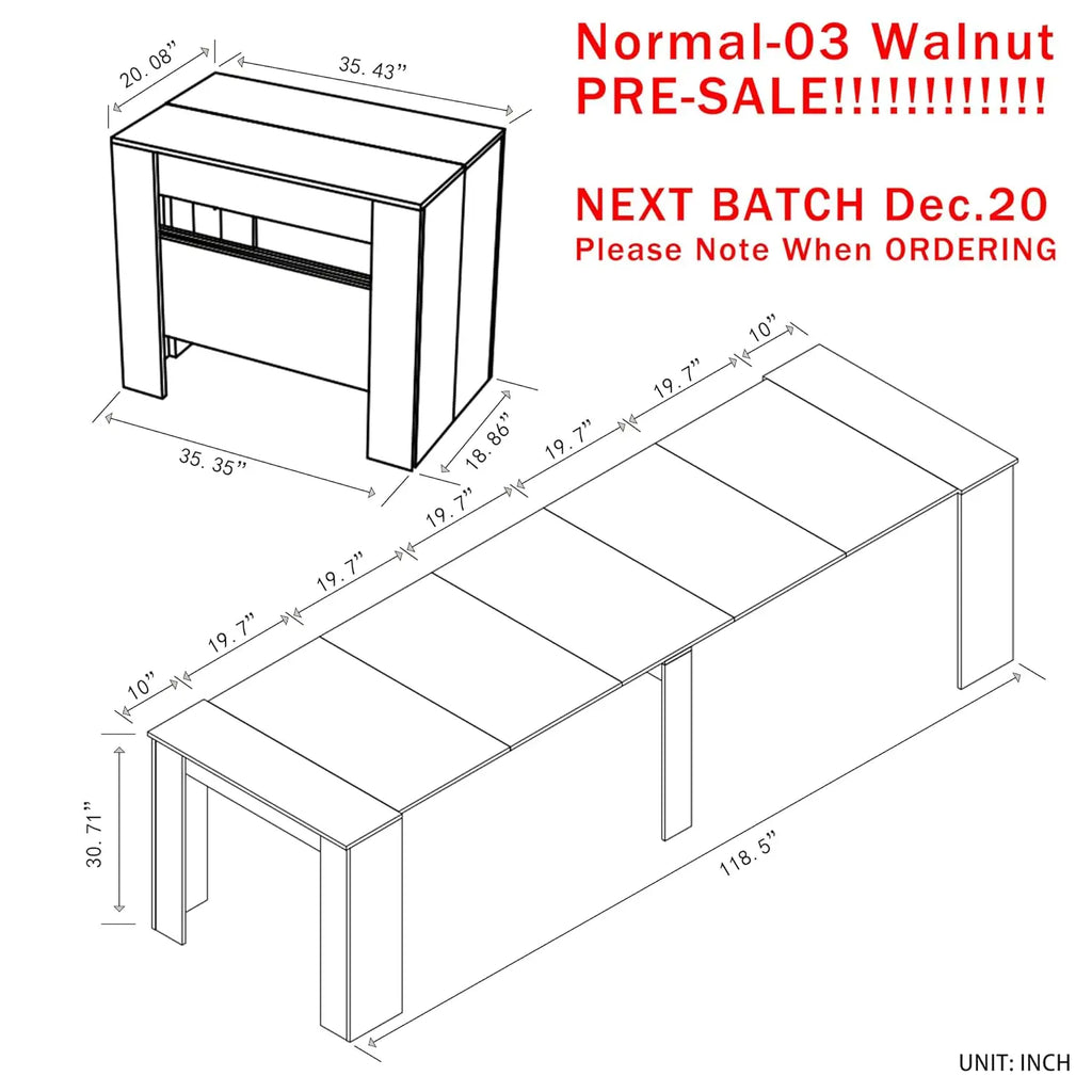 35x118" Extendable Transformer Console for 10-12