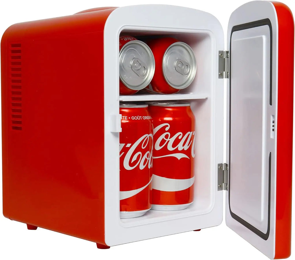 4L 6 Can Portable Personal Refrigerator 12V DC/110V AC, Red