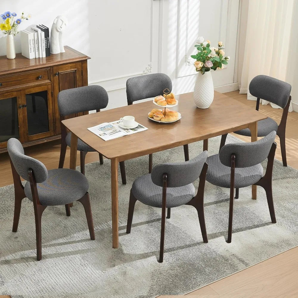 6 Mid Century Modern Wood Upholstered