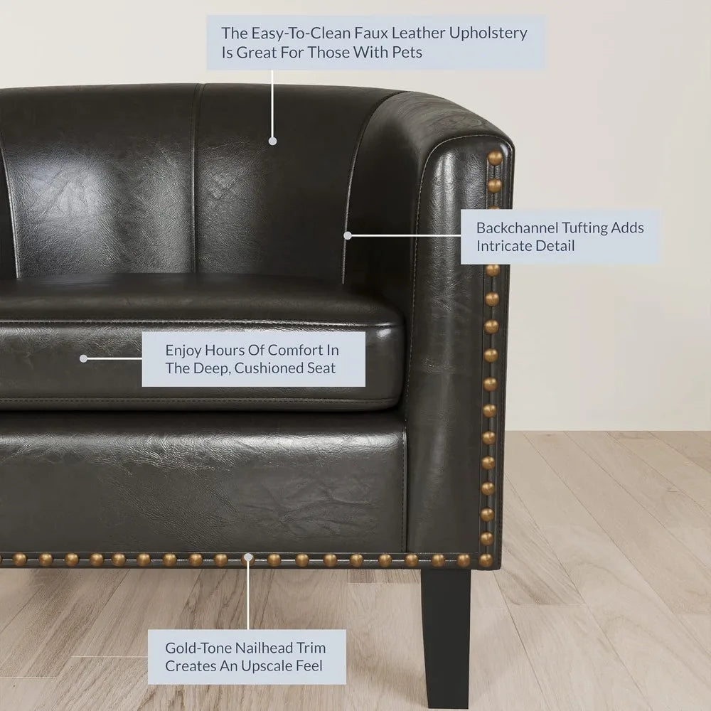 Accent Barrel Chair Faux Leather