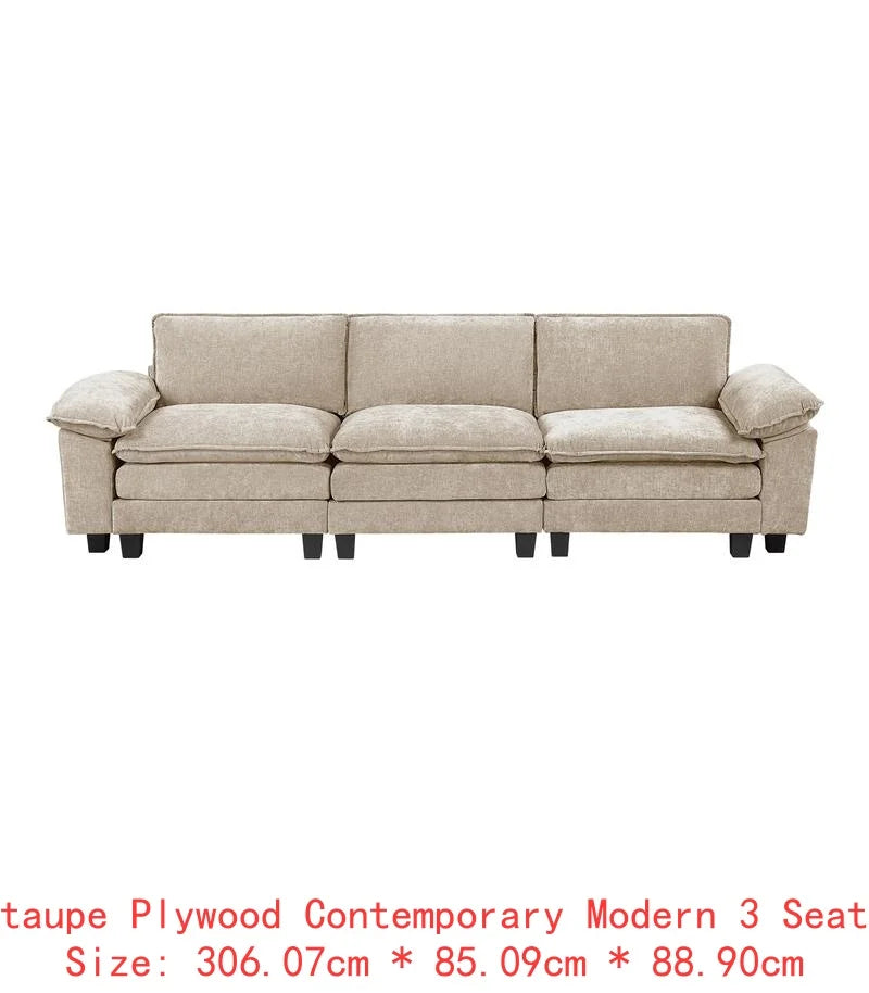 Plush Cenille Modular Sectional Sofa Set