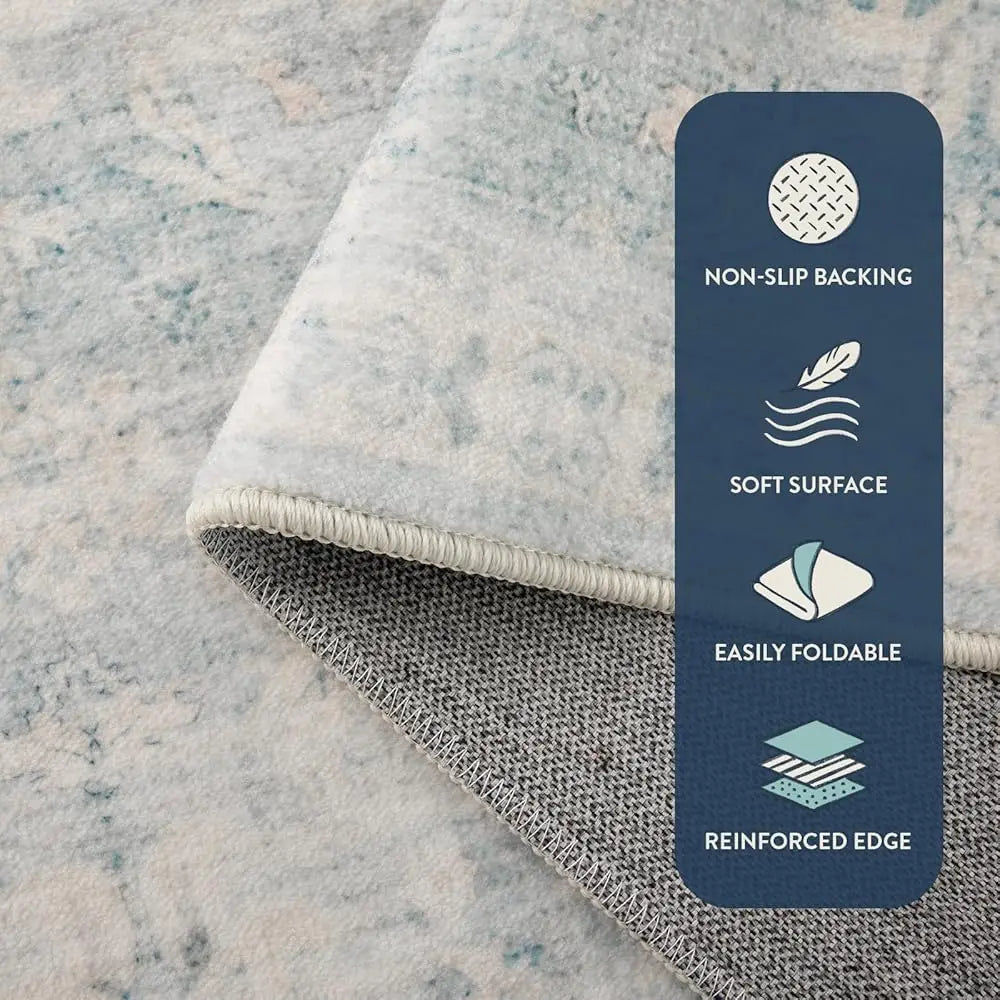 5x7 Light Blue Distressed Washable