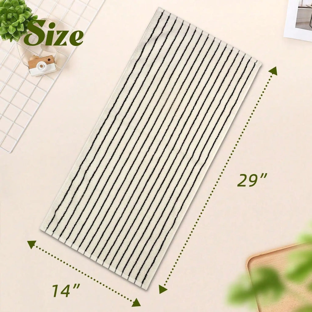 Black/White Striped Hand Towel