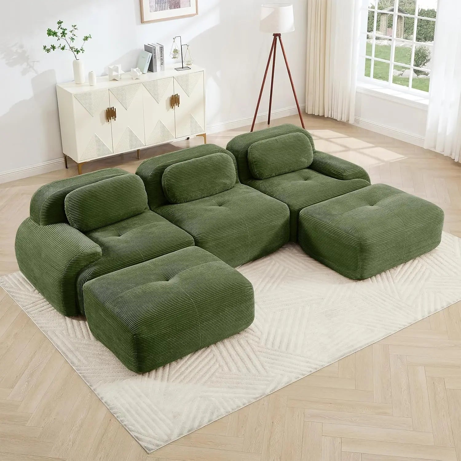 116" Modern Corduroy Cloud Sofa
