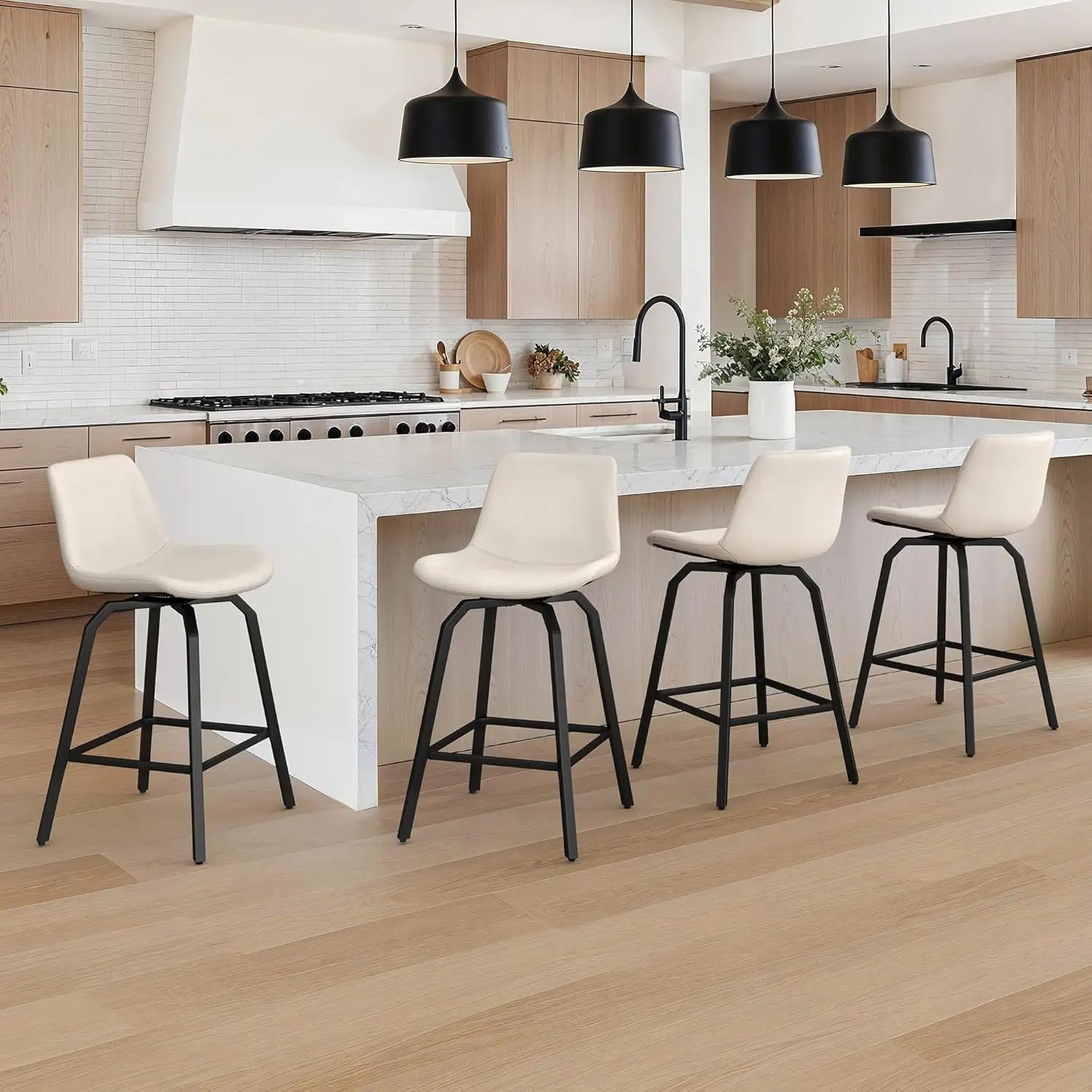 3 360° Swivel Bar Stools 26 Inch Counter Height