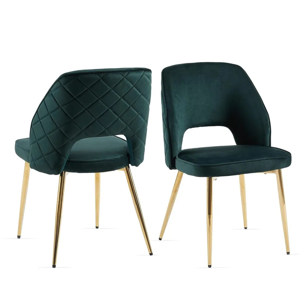 2 Forest Green Velvet Upholstered
