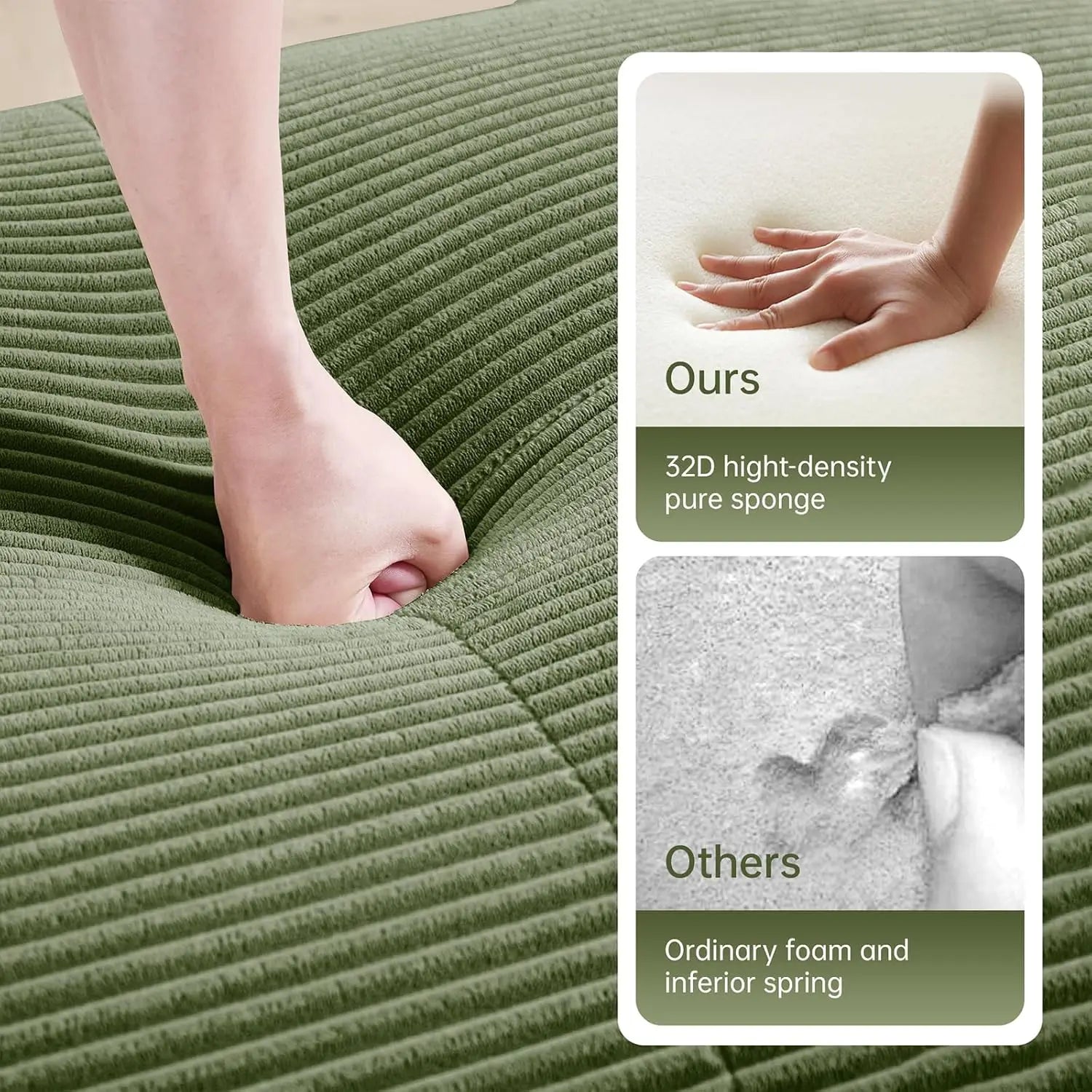 116" Modern Corduroy Cloud Sofa