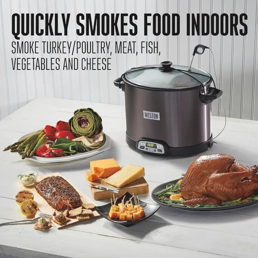 2in1 XL Programmable Slow Cooker Electric Indoor Smoker