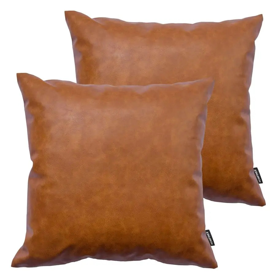 2 Leather Pillow Covers 22x22