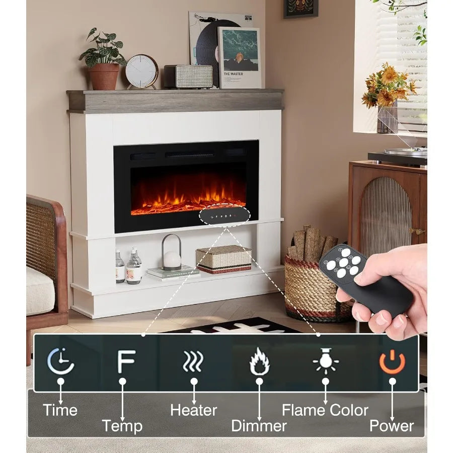 Freestanding Electric Fireplace Mantel 50"