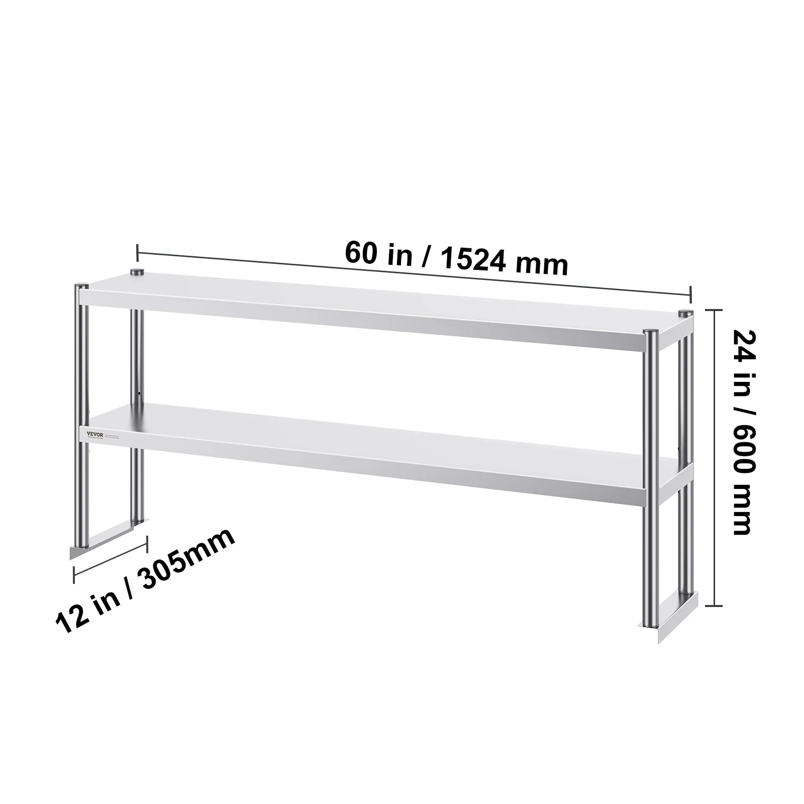 Stainless kitchen worktable Overshelf