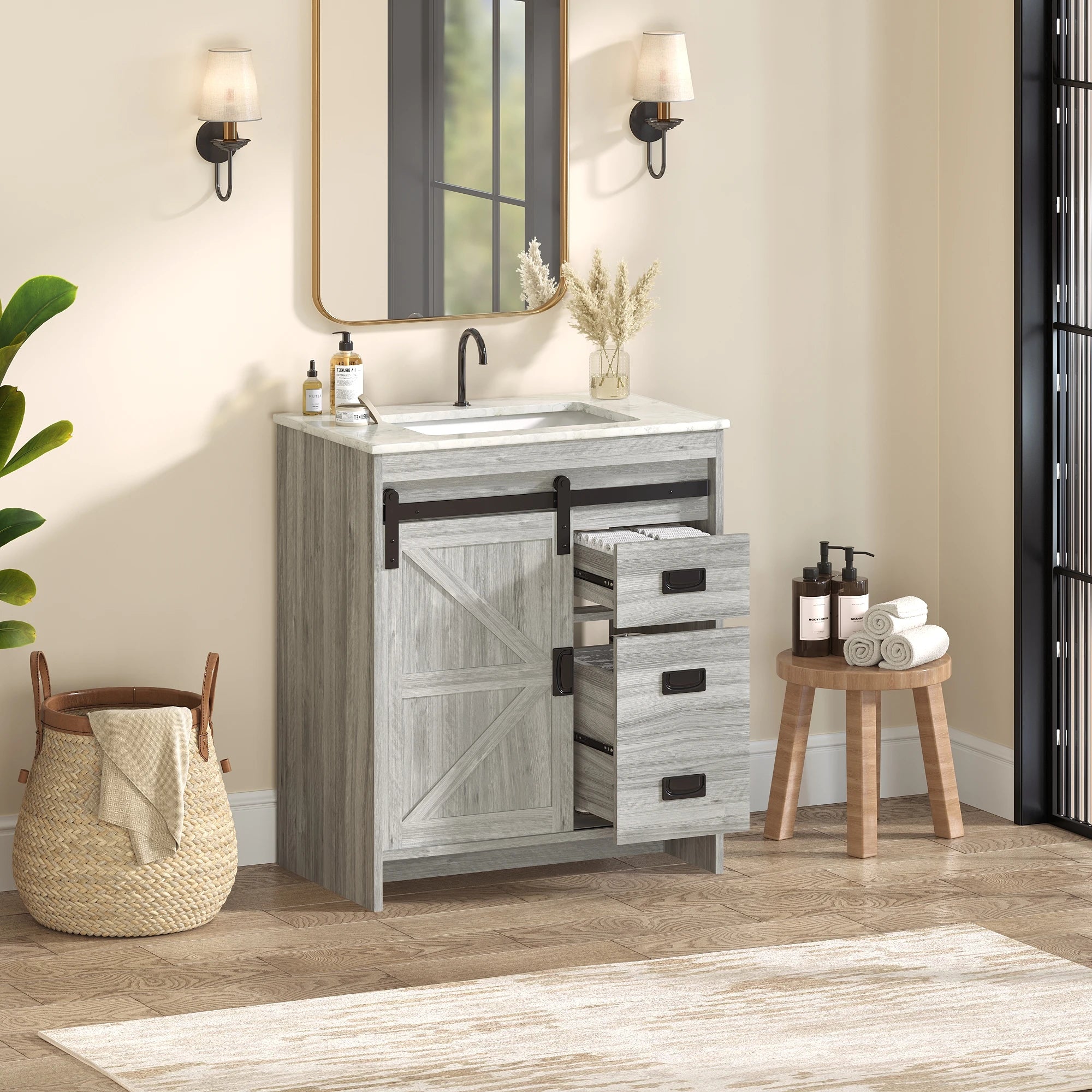 30" Farmhouse Single Bathroom Vanity