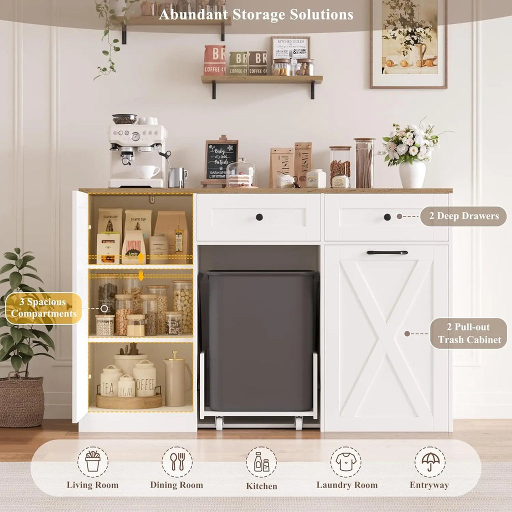 12.5 Gal Kitchen Double Trash Cabinet, 47"