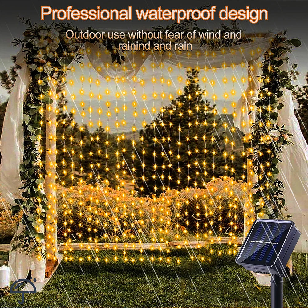 300 LED Solar Curtain Lights