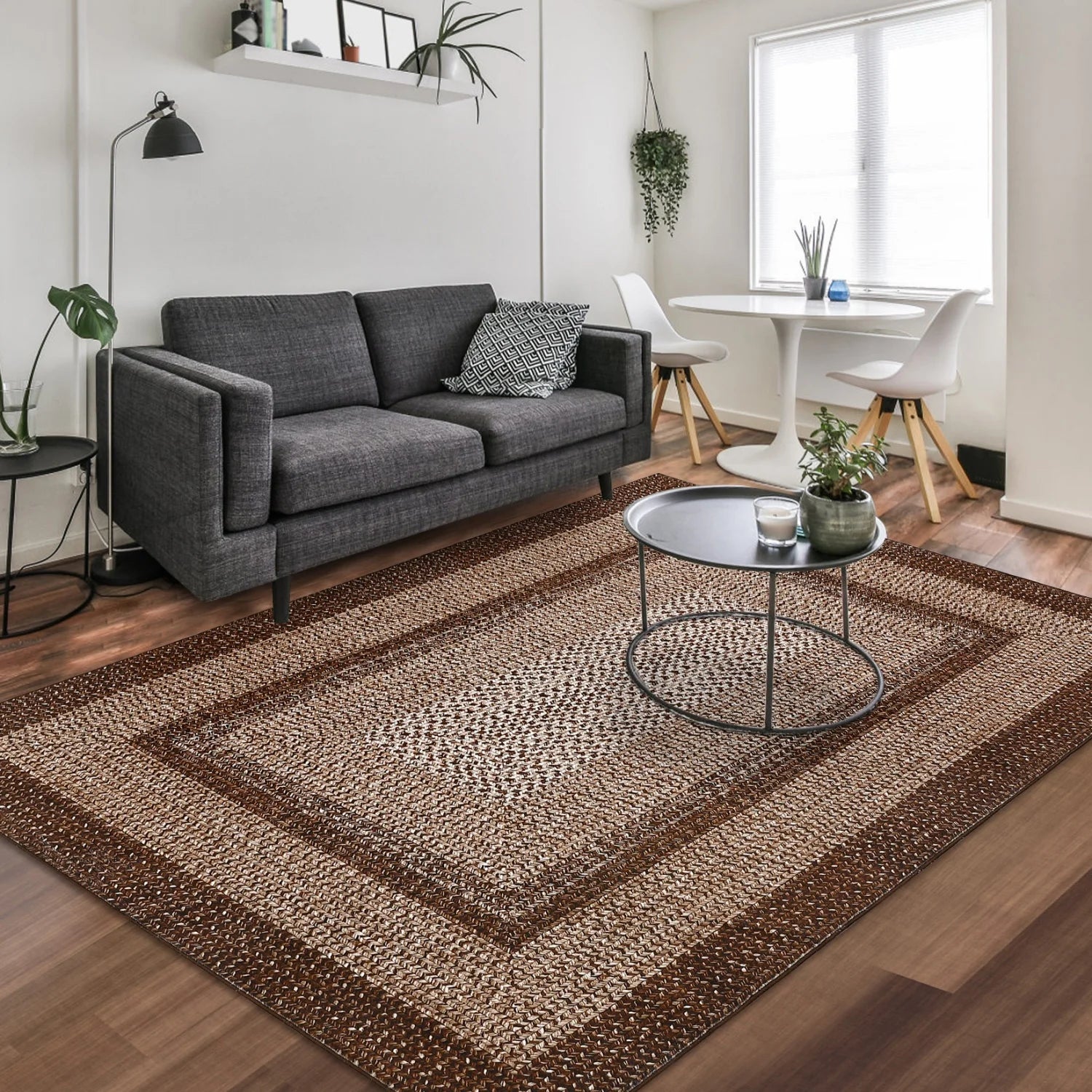 57"x52" Washable Modern Braided Print