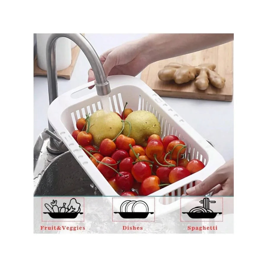 Extendable Over-The-Sink Colander Fruits Vegetables