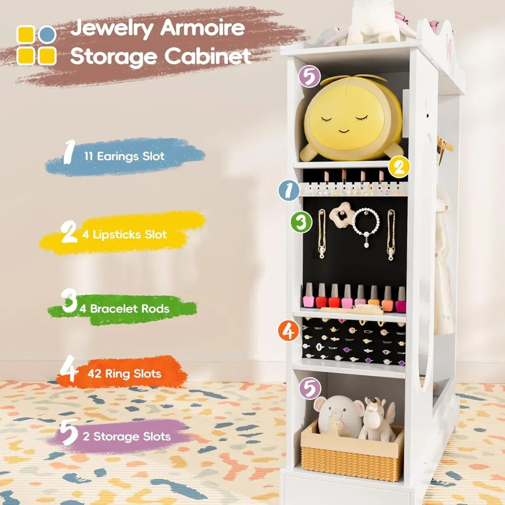Wardrobe w/clothing storage & mirror