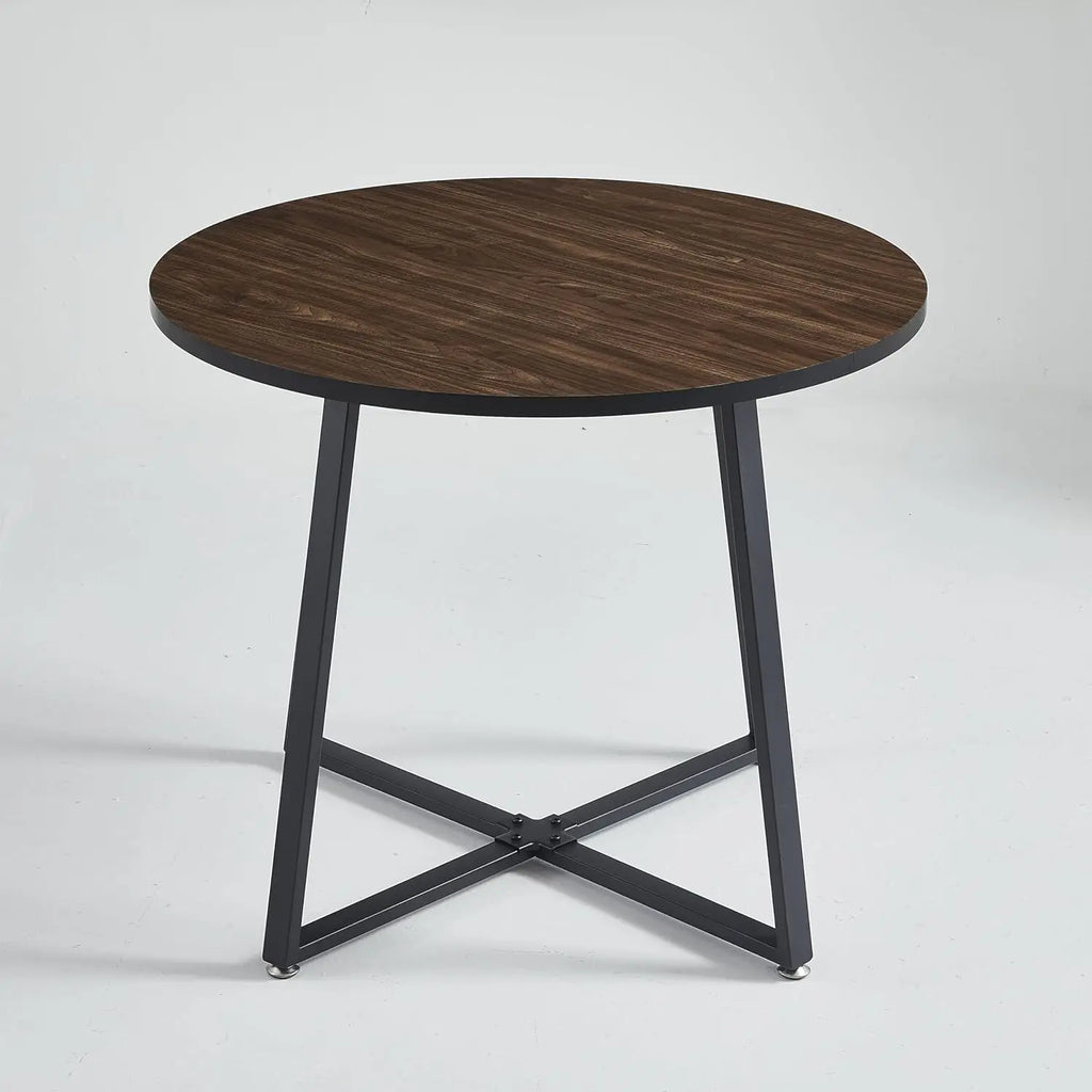 35" 5-Piece Round Wood & 4 Velvet Chairs