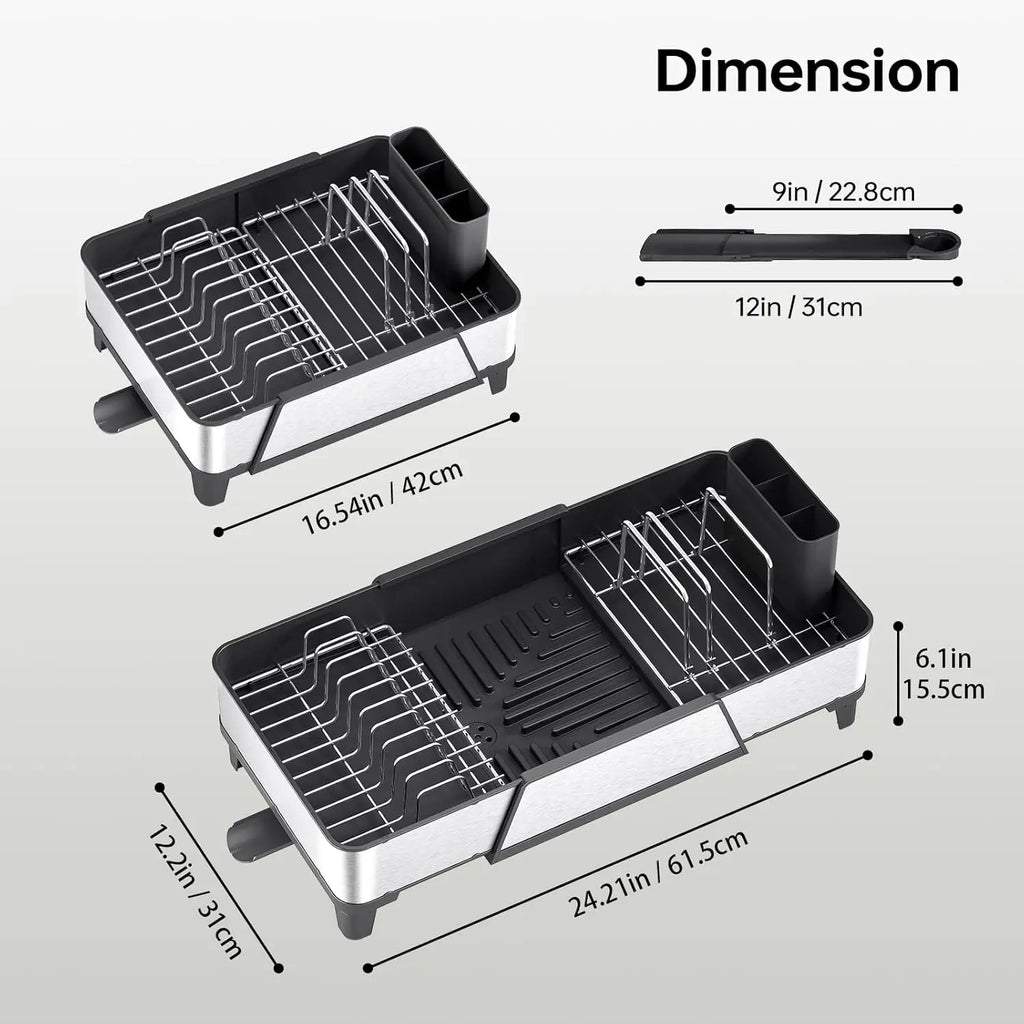 Large Dish Rack Triple Expandable Stainless