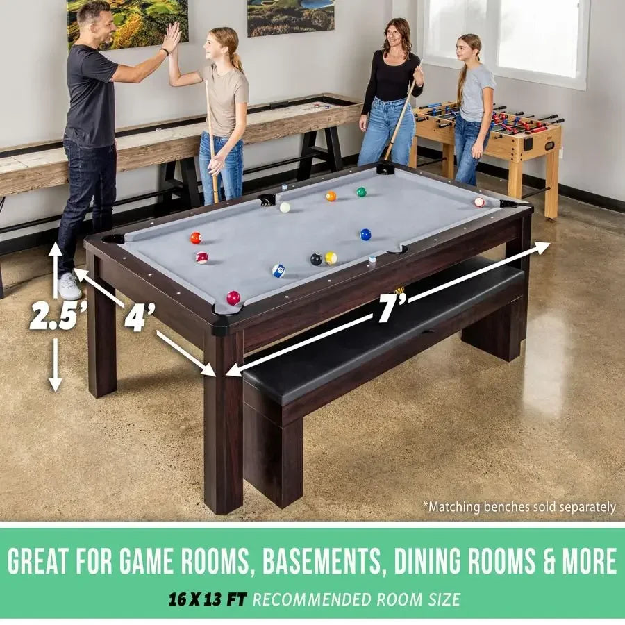 3 in 1 Pool, Dining, Table Tennis Combo, benches