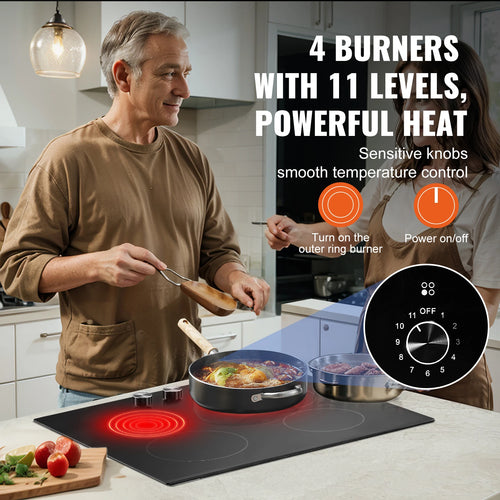 12 24 30" Electric Cooktop 2 or 4 Burners Built-in