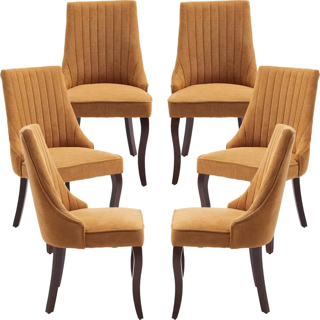 6 Velvet Upholstered Mid Century Wood Legs