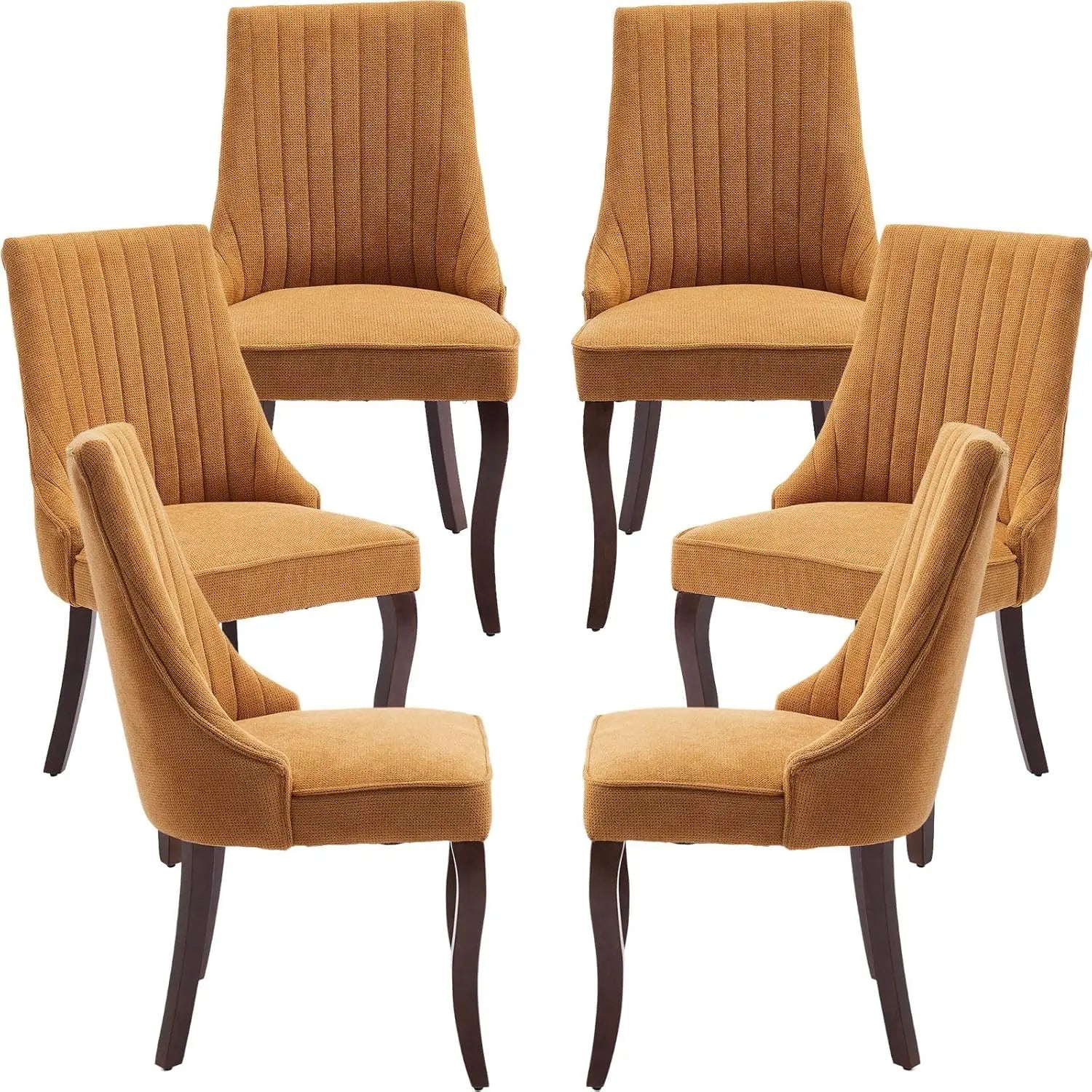 6 Velvet Upholstered Mid Century Wood Legs