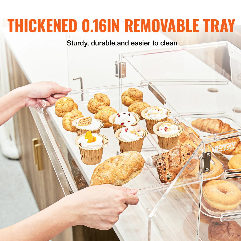 2 Tray Clear Pastry Display Case Acrylic Commercial