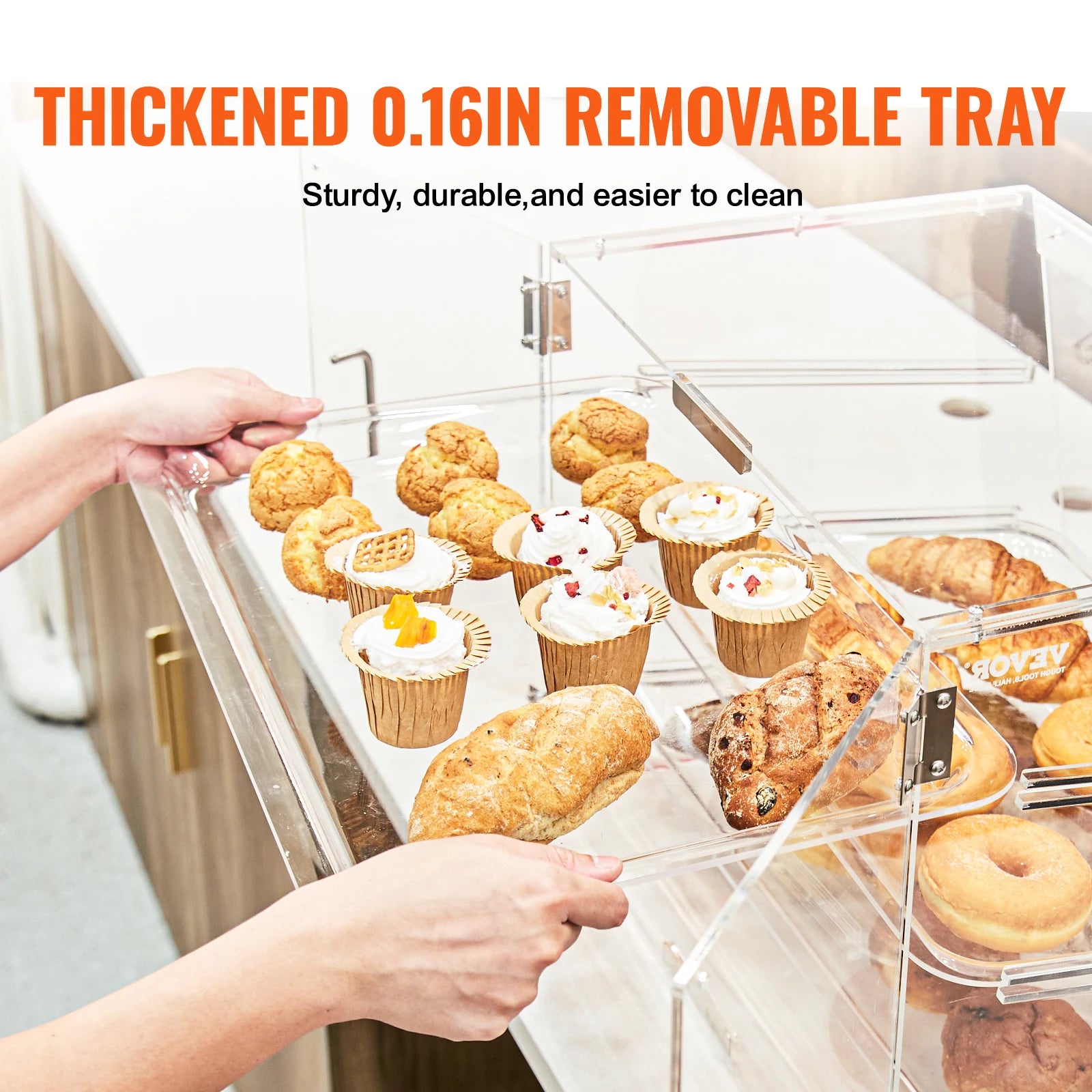 2 Tray Clear Pastry Display Case Acrylic Commercial