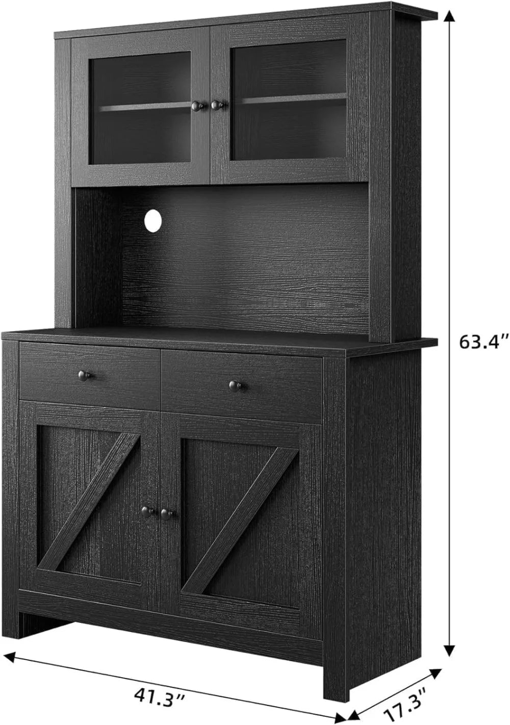 63" Pantry Cabinet, MW Stand, Adjustable Shelves, Drawers