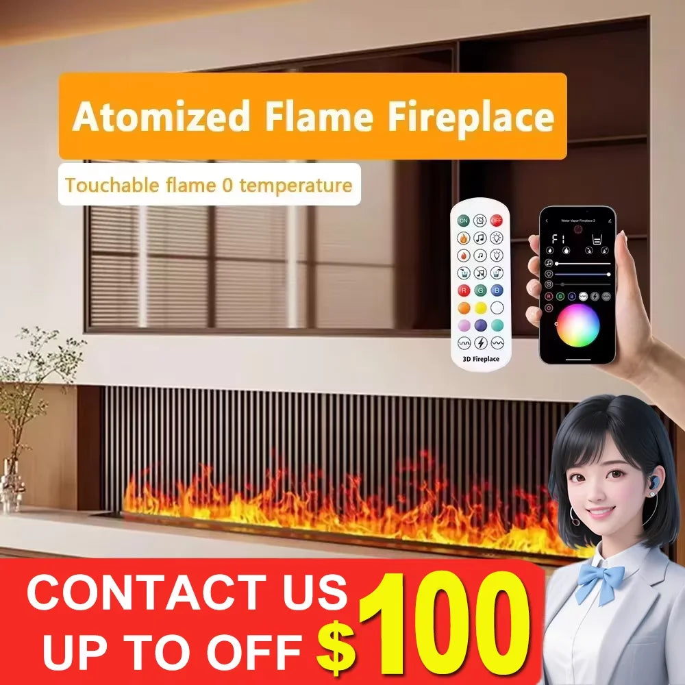Remote Water Steam Fireplace Indoor
