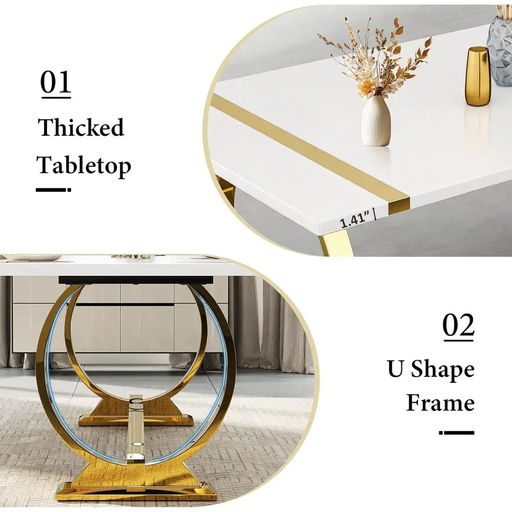 Elegant 80 White & Gold Dining for 6-8