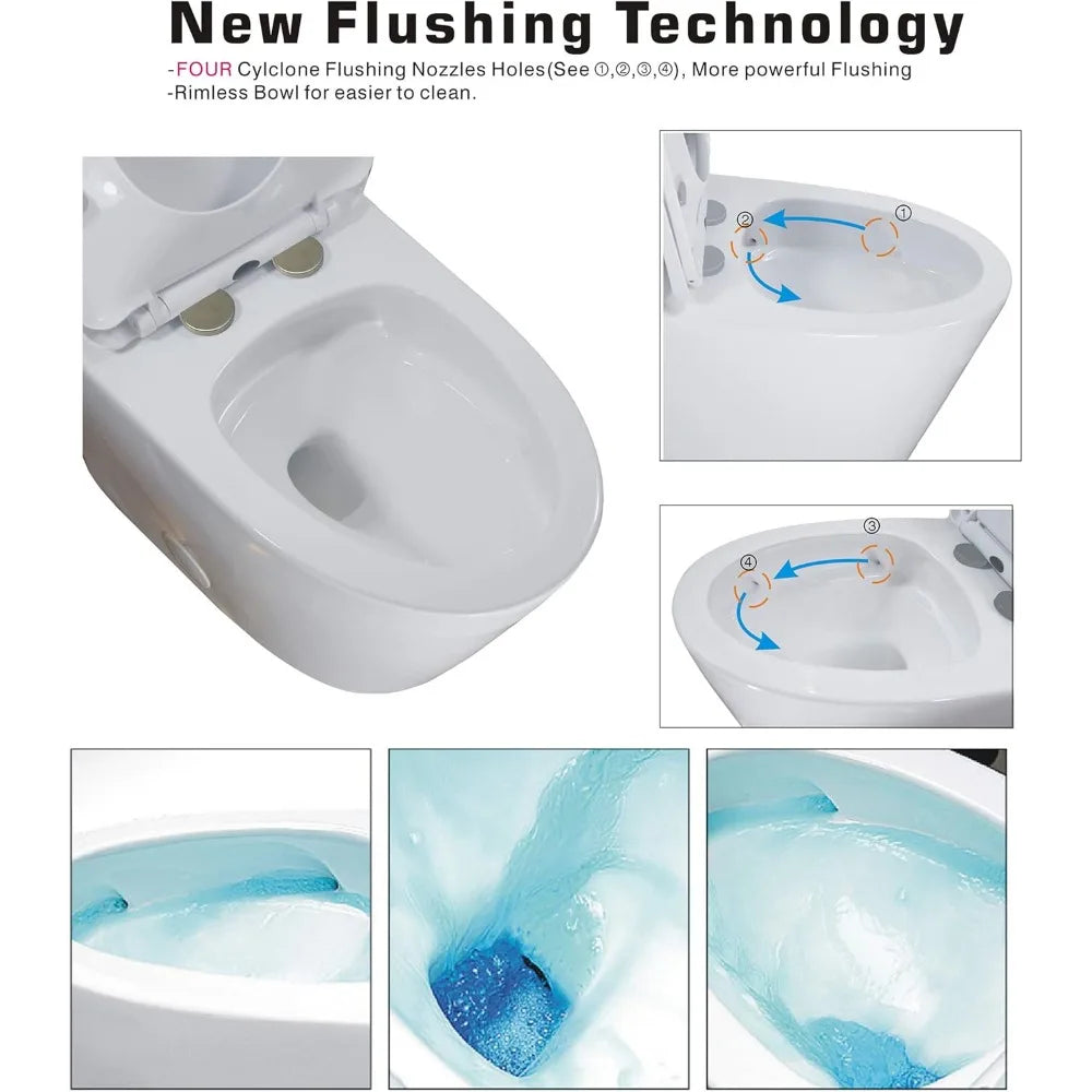 Toilet Elongated One Piece Dual Flush