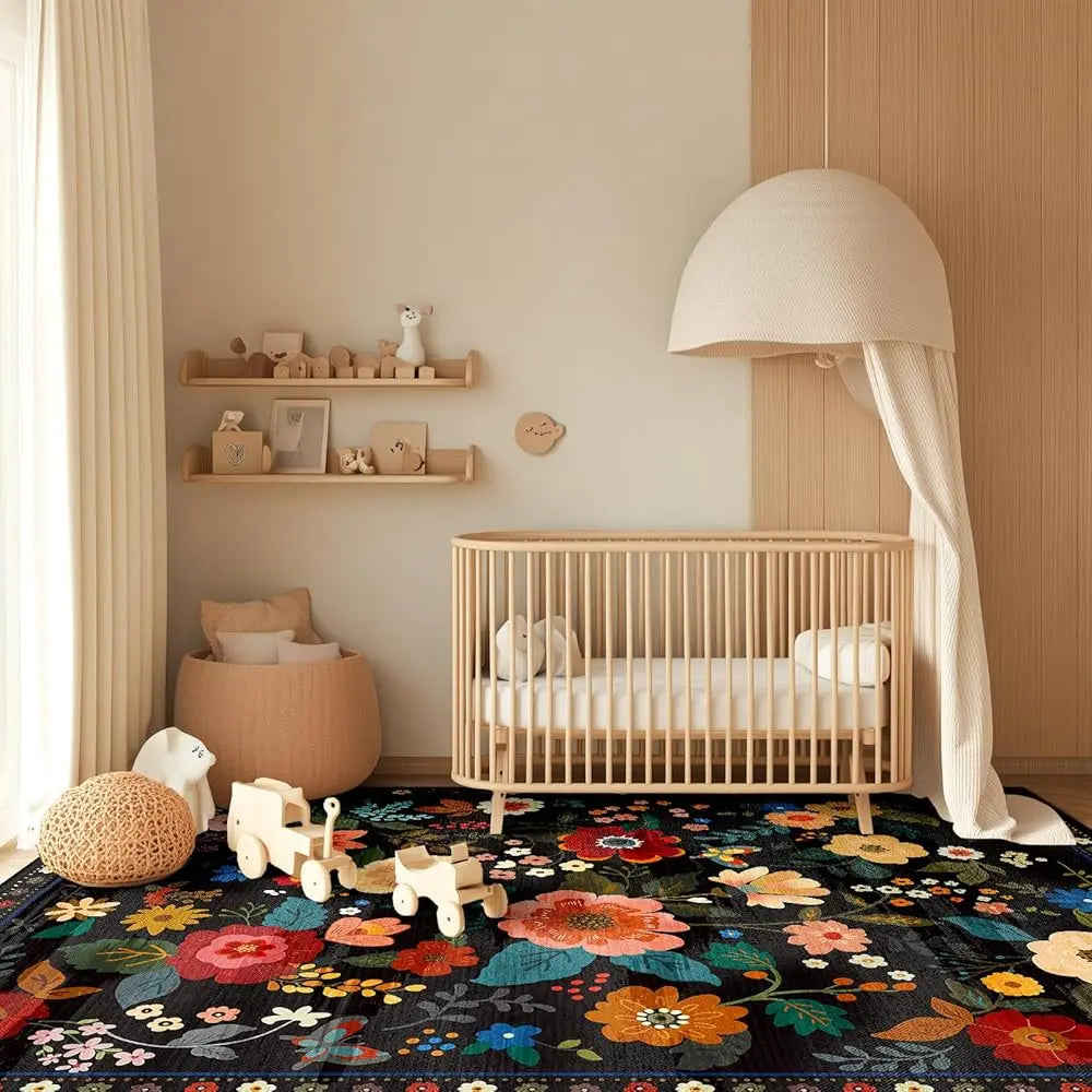 6X9 Floral Area Rug Washable
