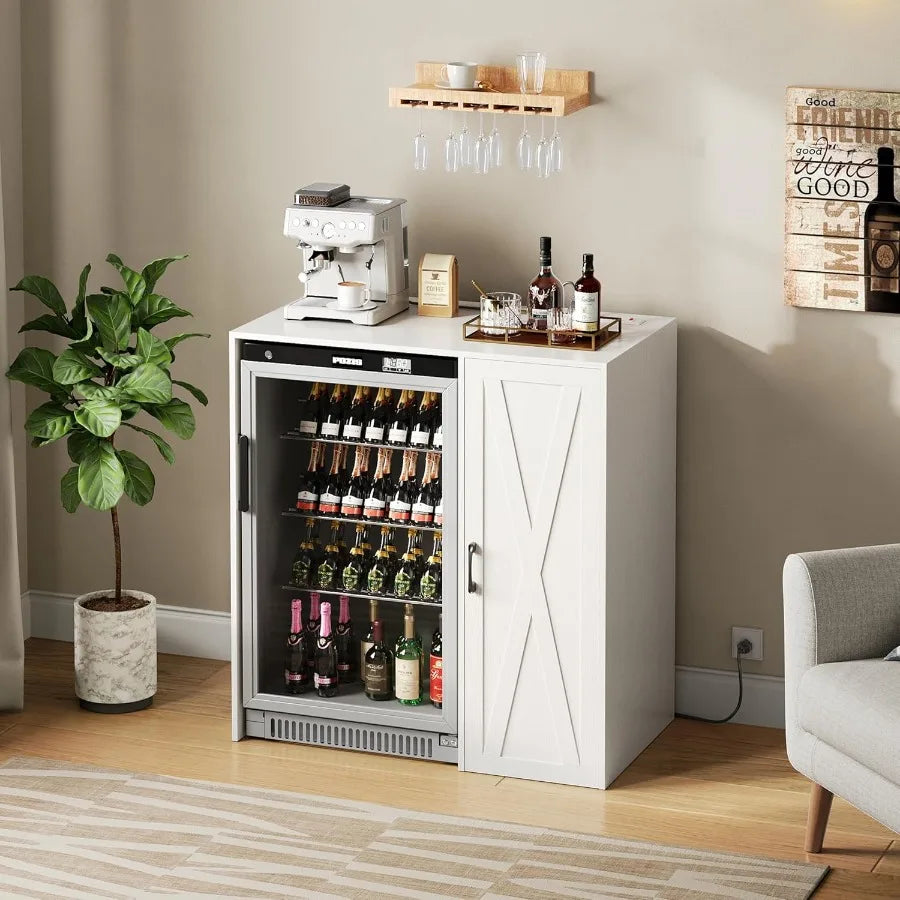 24" Mini Fridge Cabinet w/Storage Coffee Bar