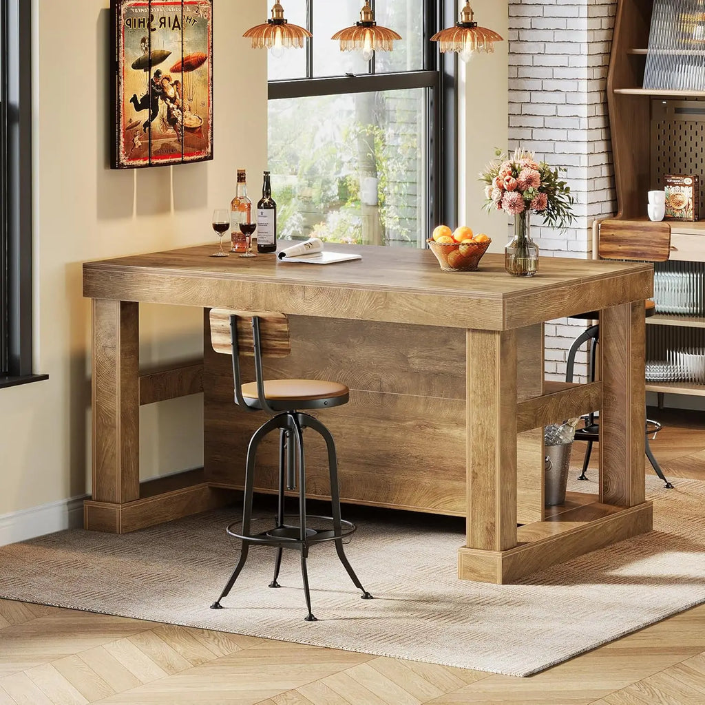 55" Counter Height Bar w/Storage Shelves