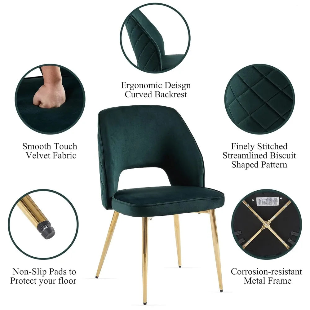2 Forest Green Velvet Upholstered