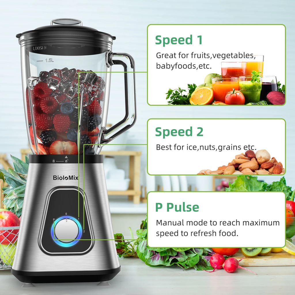 1300W Smoothie Blender with 1.5L Glass Jar